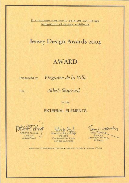 Jersey Design Awards 2004 Certificate